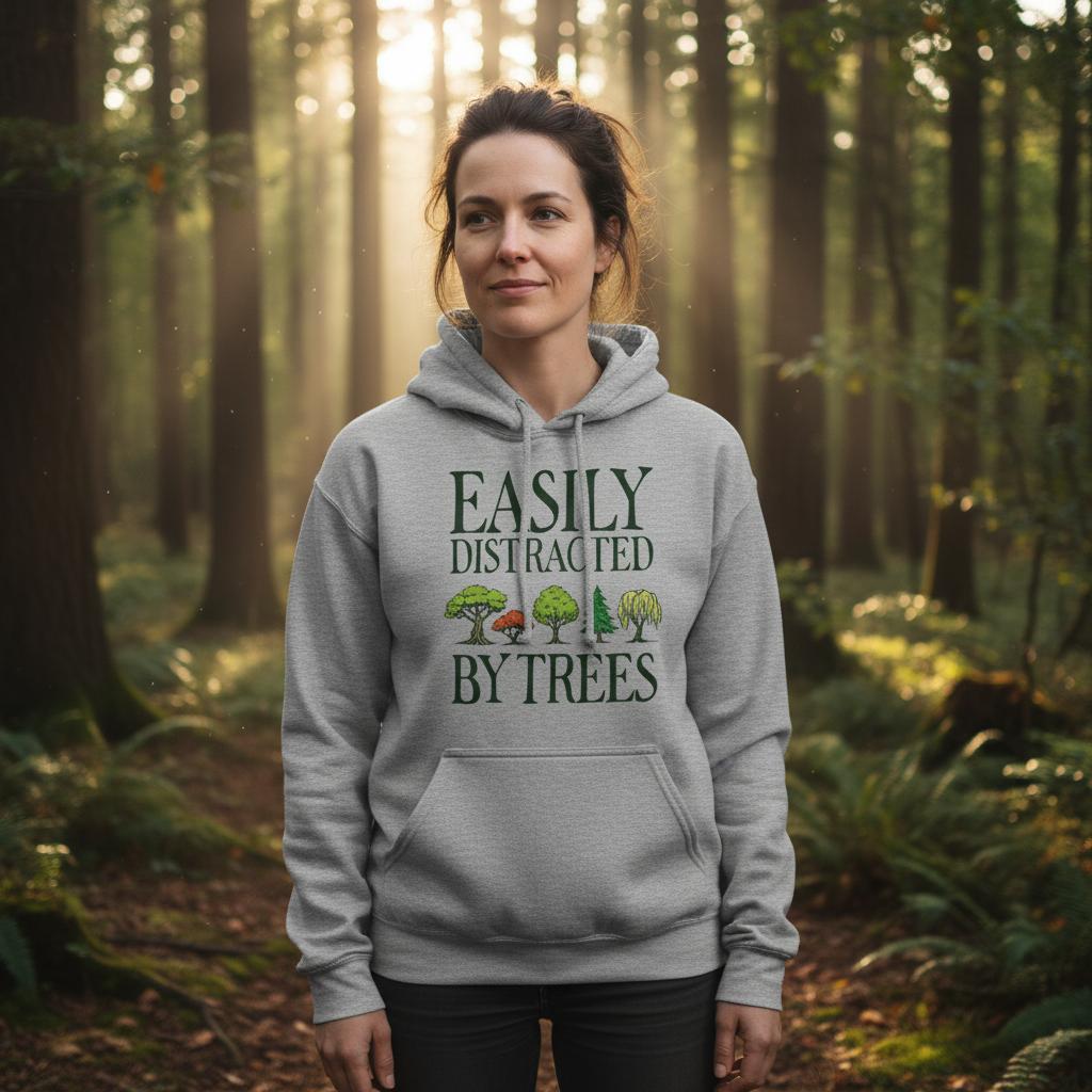Easily Distracted By Trees Unisex Pullover Hoodie | Forest Freak